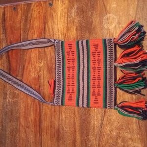 Pueblo Native American shoulder tote. Handwoven